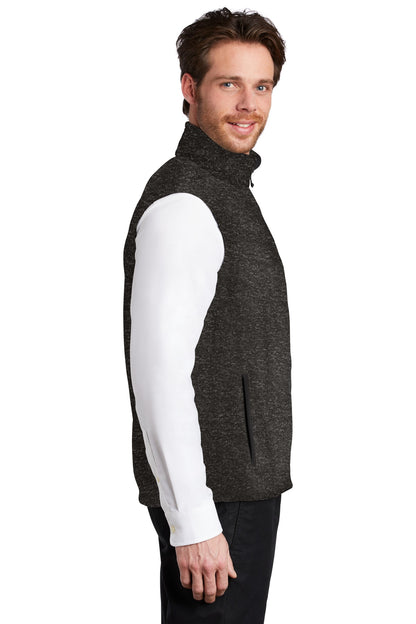 Black Heather Port Authority Sweater Fleece Vest F236