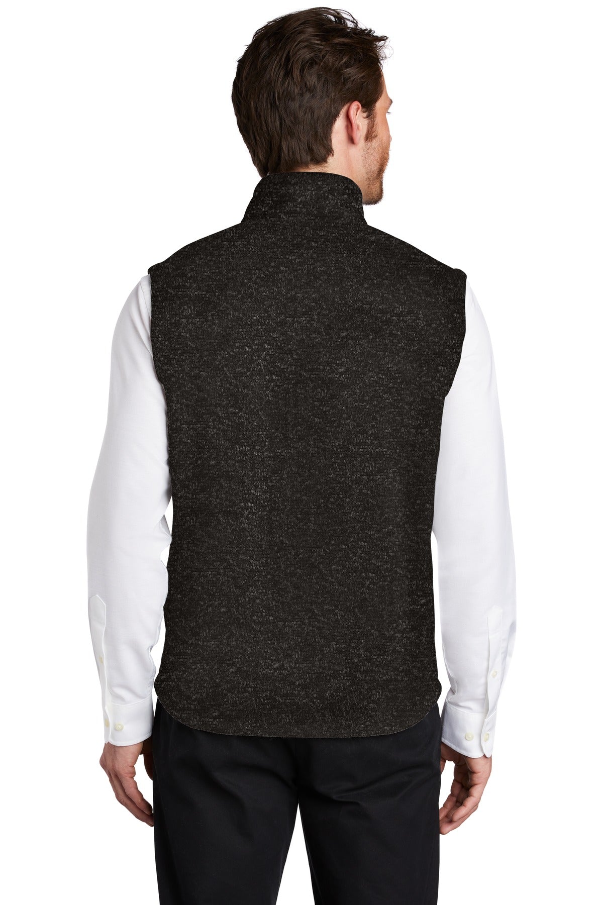 Black Heather Port Authority Sweater Fleece Vest F236