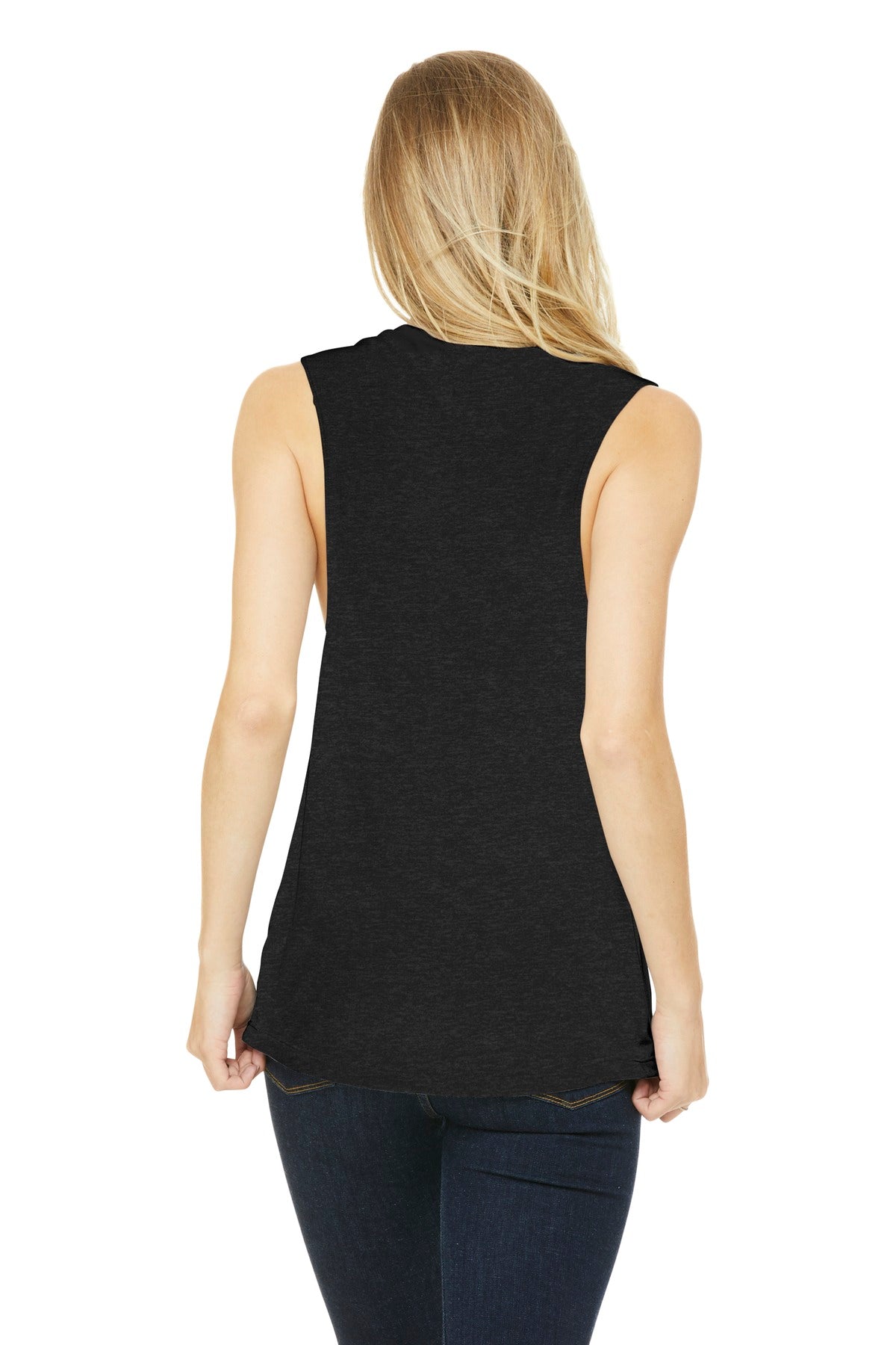 Black Ht BELLA+CANVAS Women's Flowy Scoop Muscle Tank. BC8803