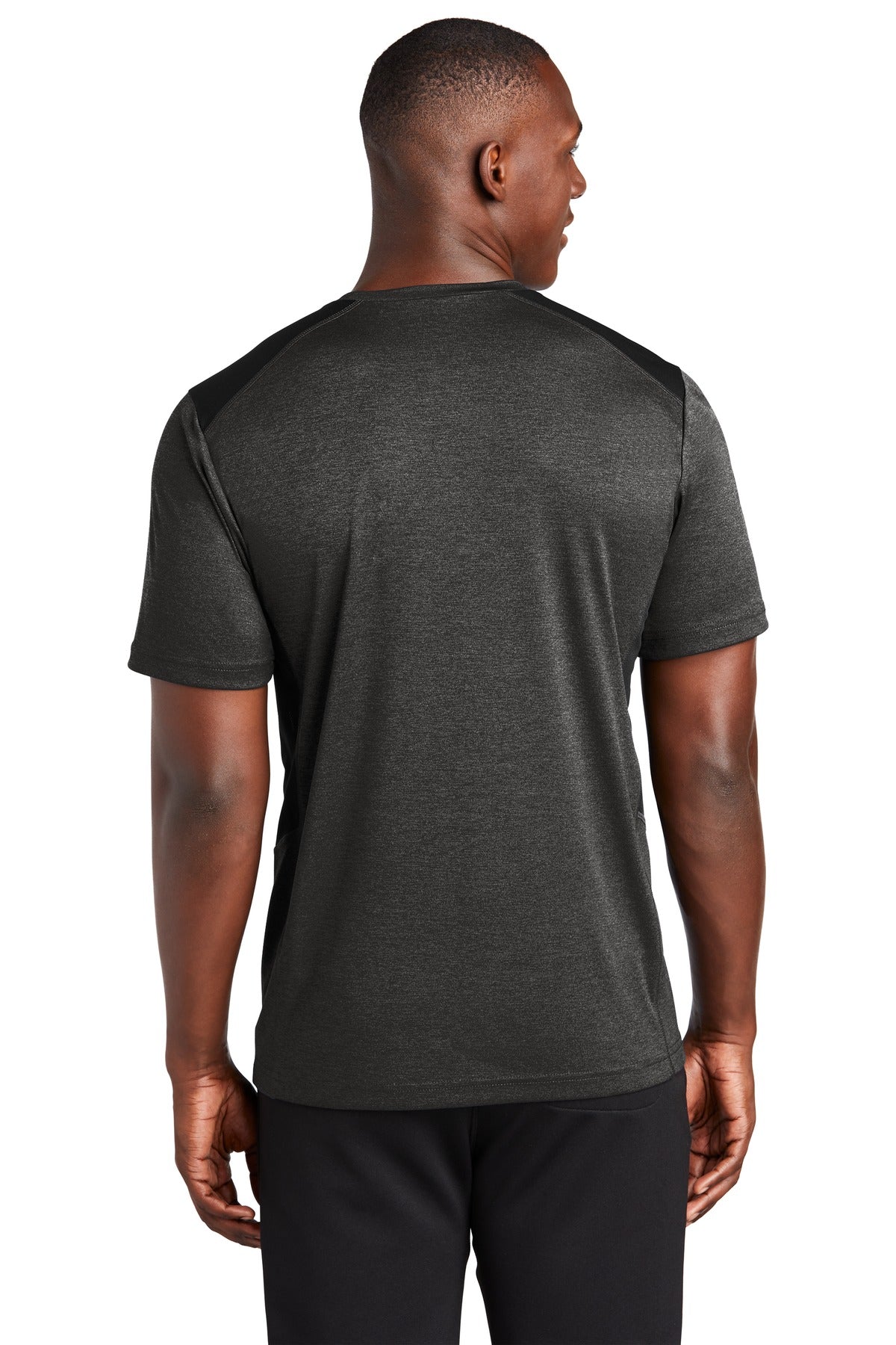 Black Hthr/Blk Sport-Tek Endeavor Tee. ST465