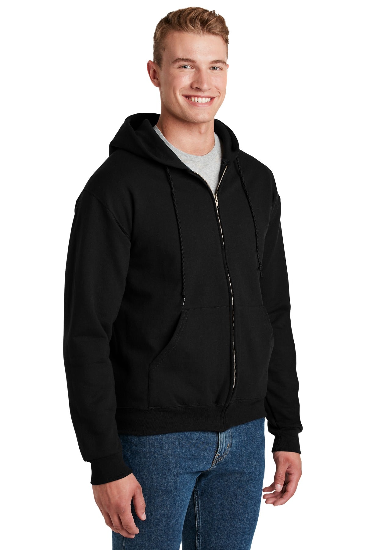 Black Jerzees Super Sweats NuBlend - Full-Zip Hooded Sweatshirt. 4999M