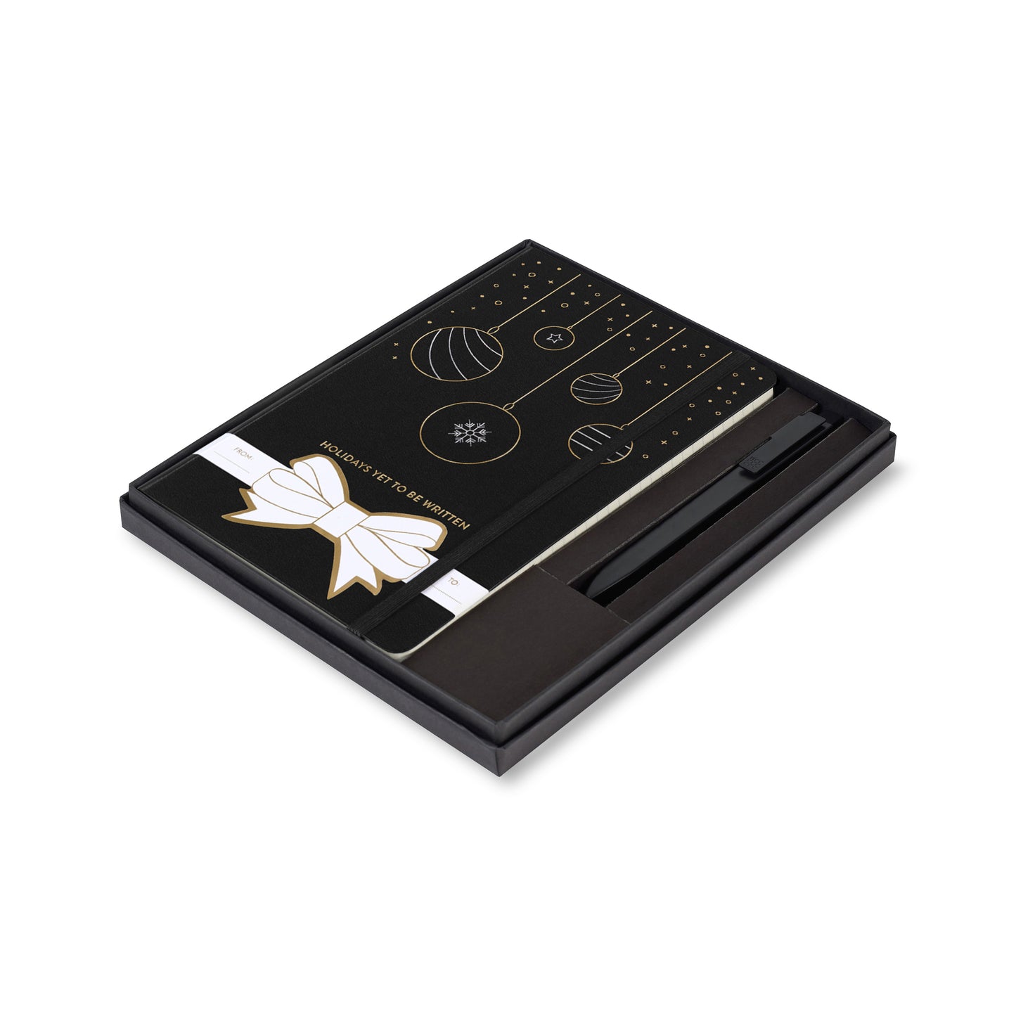 Black Moleskine® Hard Cover Holiday Notebook and GO Pen Gift Set plain