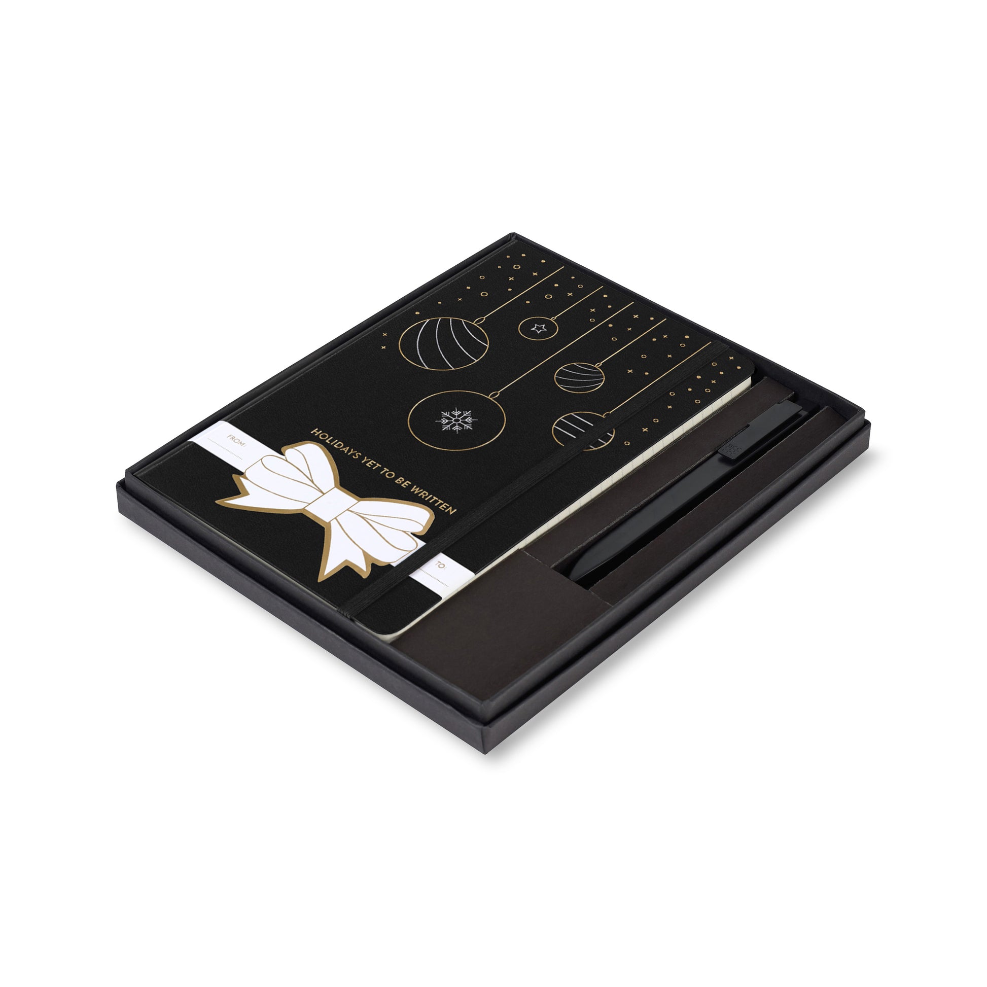 Black Moleskine® Hard Cover Holiday Notebook and GO Pen Gift Set plain