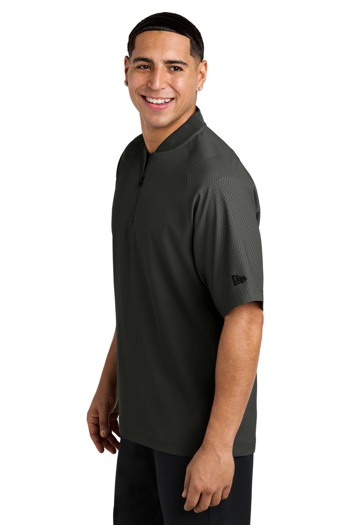 Black New Era Cage Short Sleeve 1/4-Zip Jacket. NEA600