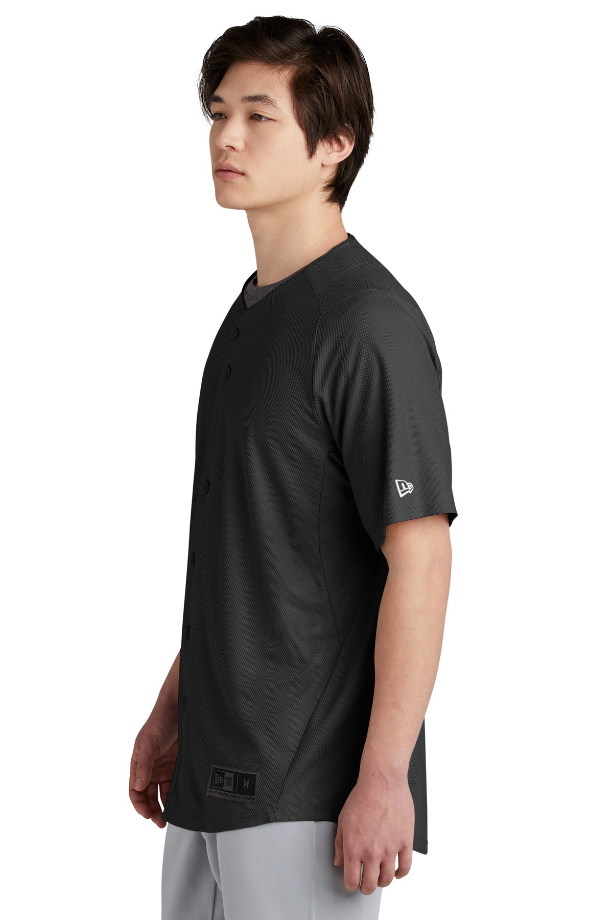 Black New Era Diamond Era Full-Button Jersey. NEA220