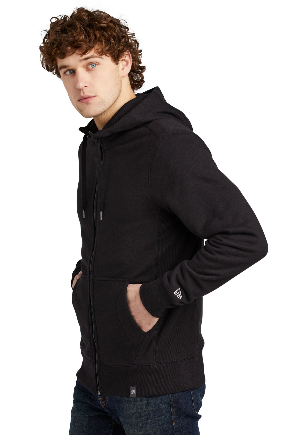 Black New Era French Terry Full-Zip Hoodie. NEA502