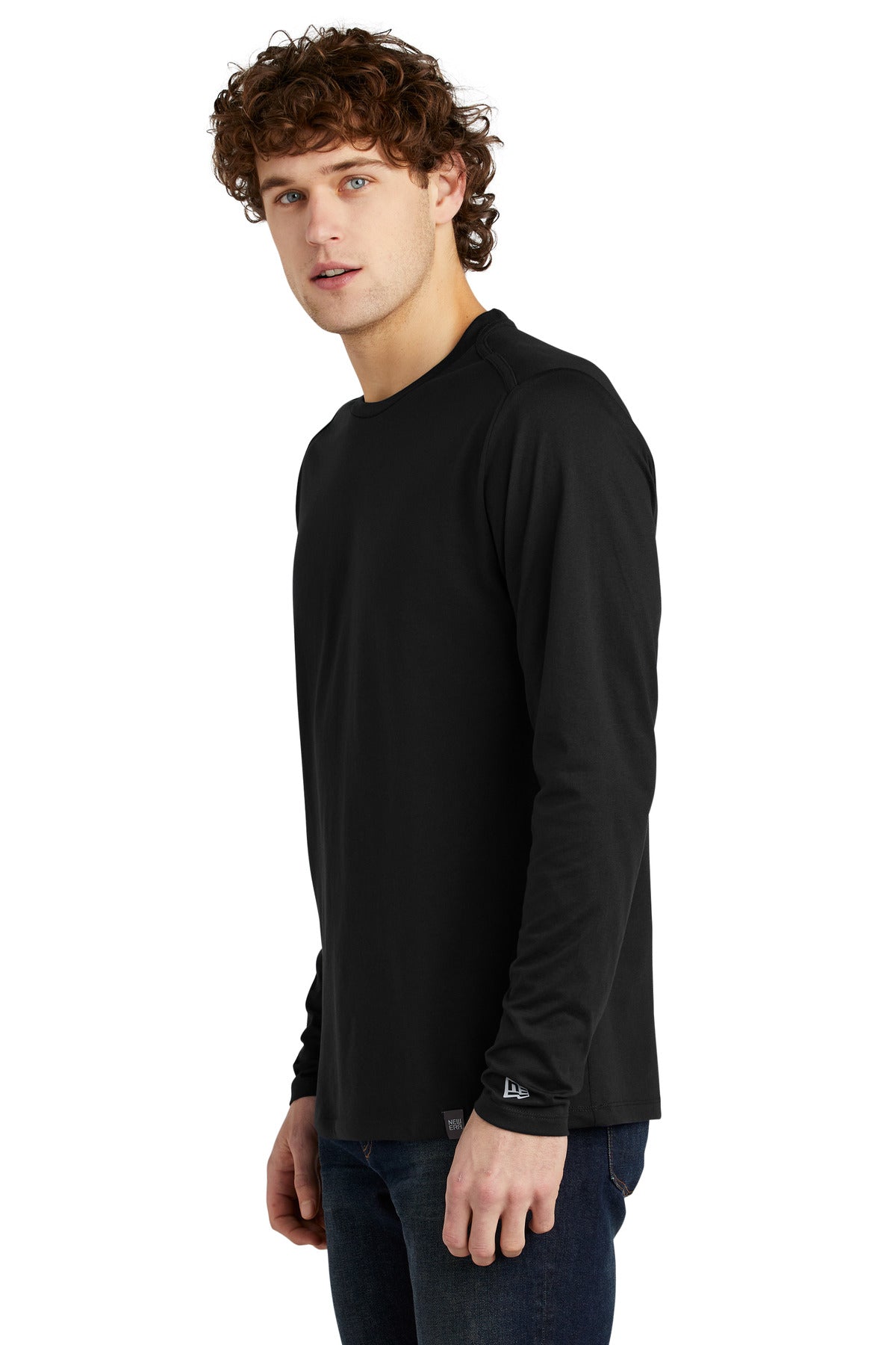 Black New Era Heritage Blend Long Sleeve Crew Tee. NEA102