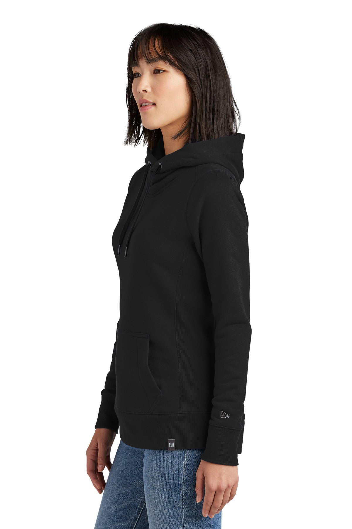 Black New Era Women's French Terry Pullover Hoodie. LNEA500