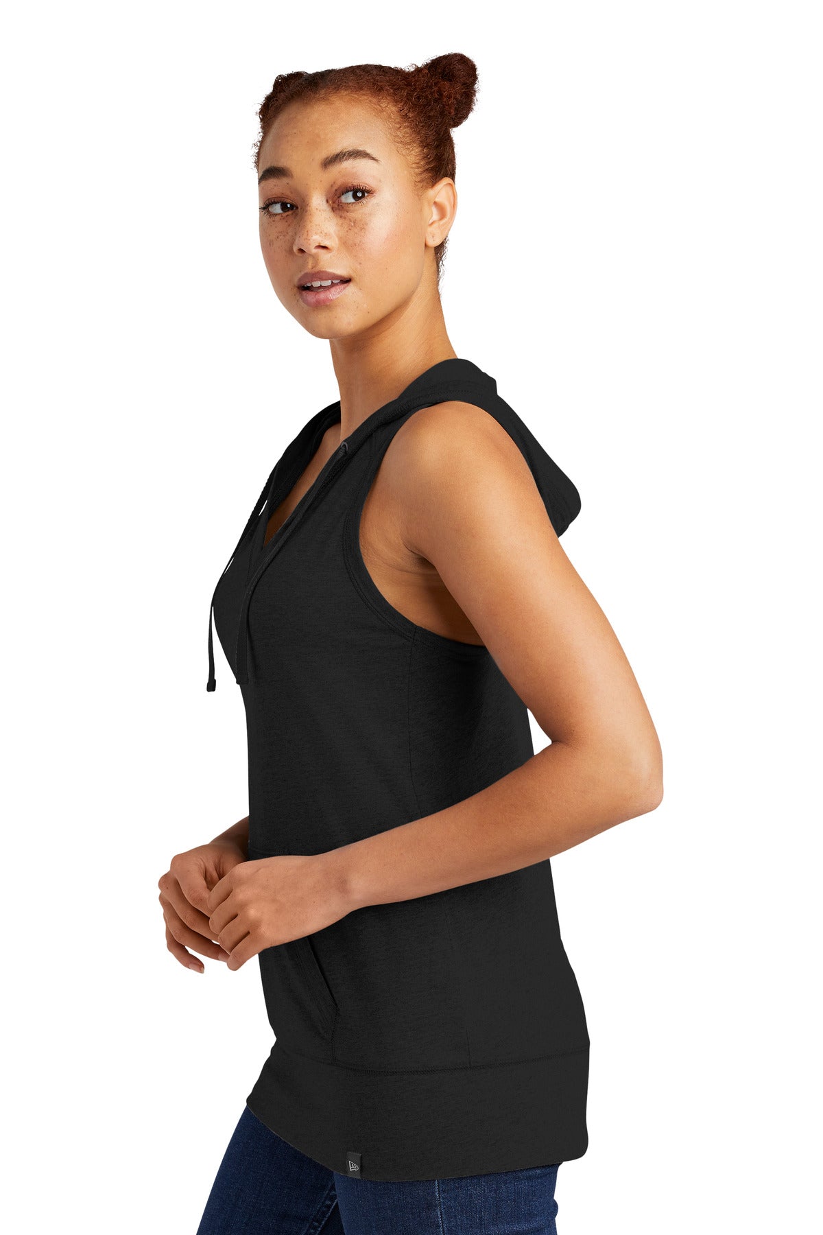 Black New Era Women's Heritage Blend Hoodie Tank. LNEA106