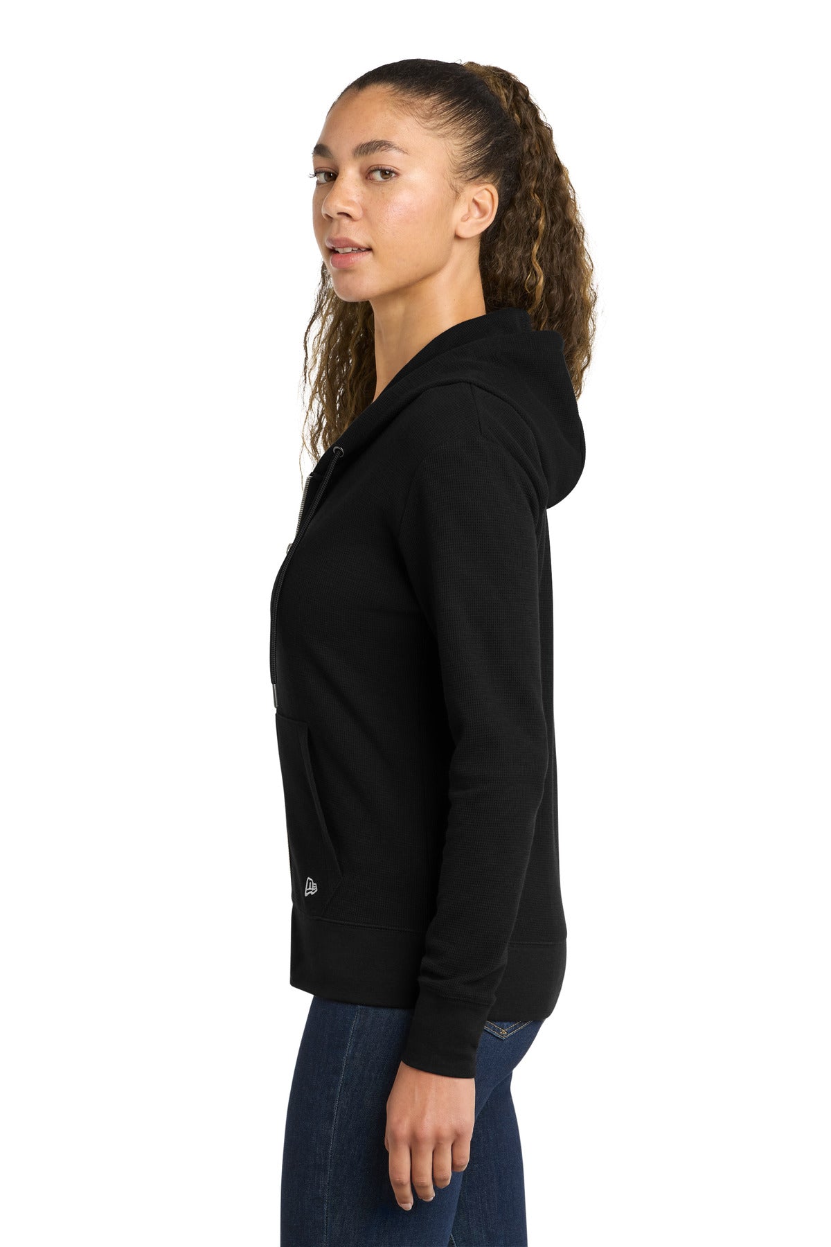Black New Era Women's Thermal Full-Zip Hoodie LNEA141