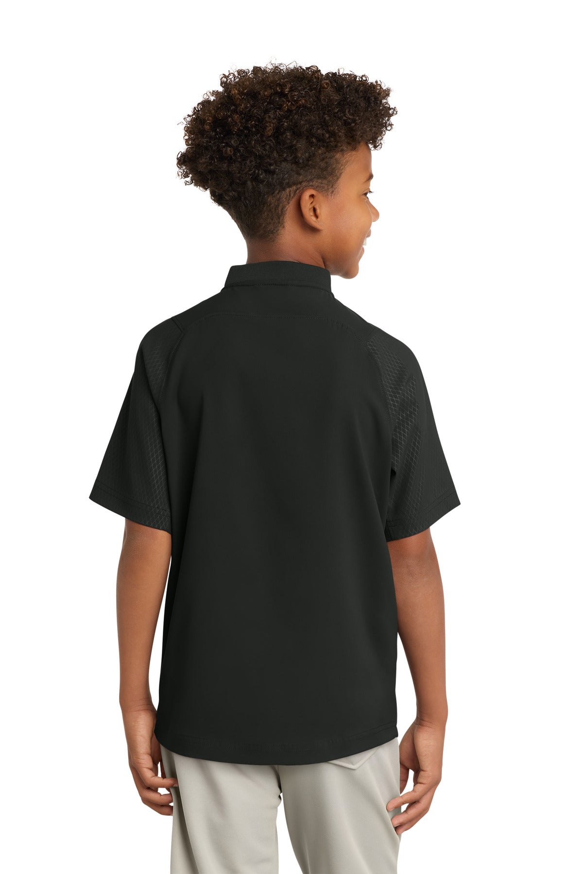 Black New Era Youth Cage Short Sleeve 1/4-Zip Jacket. YNEA600