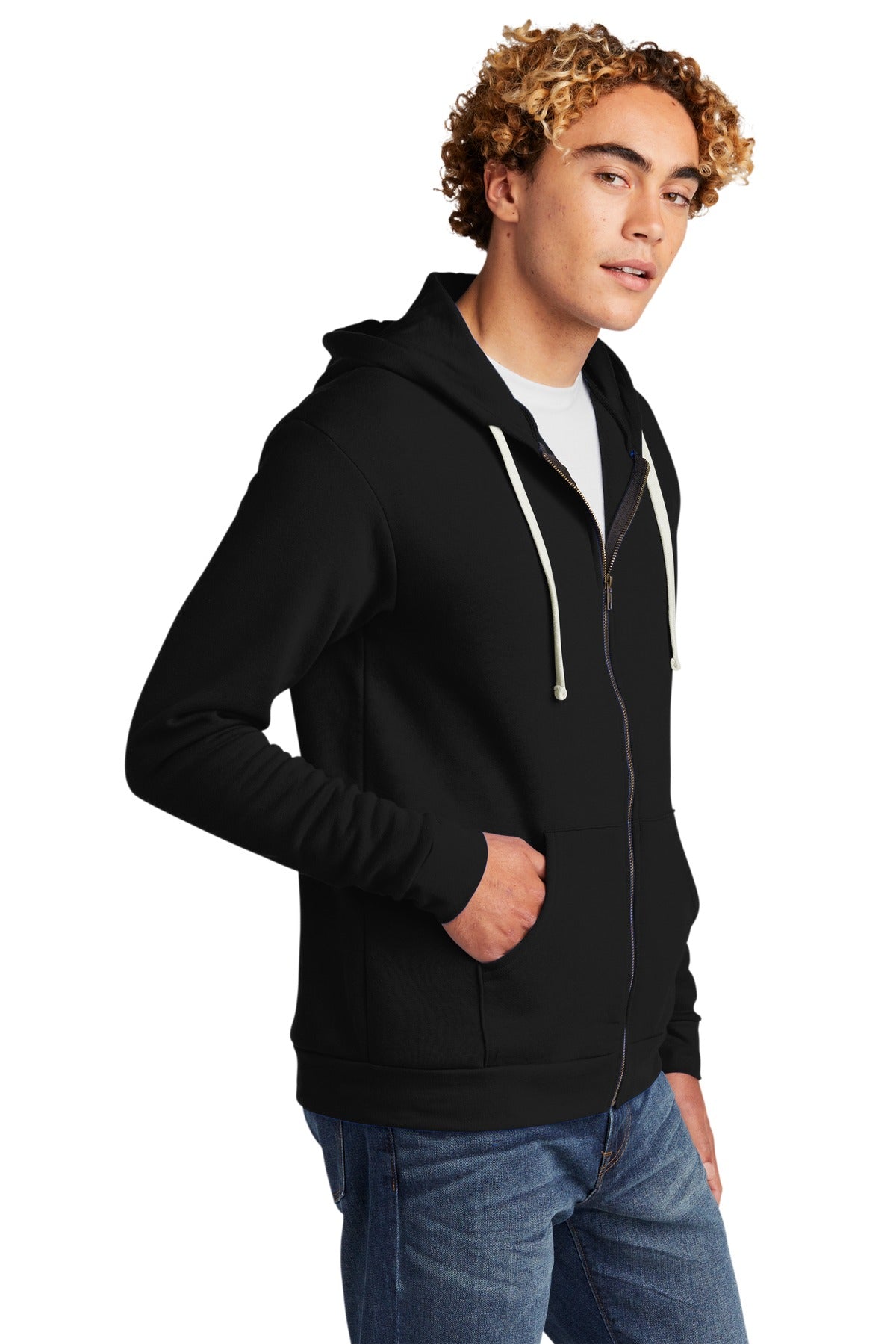 Black Next Level Apparel Adult Santa Barbara Zip Hoodie. NL9602