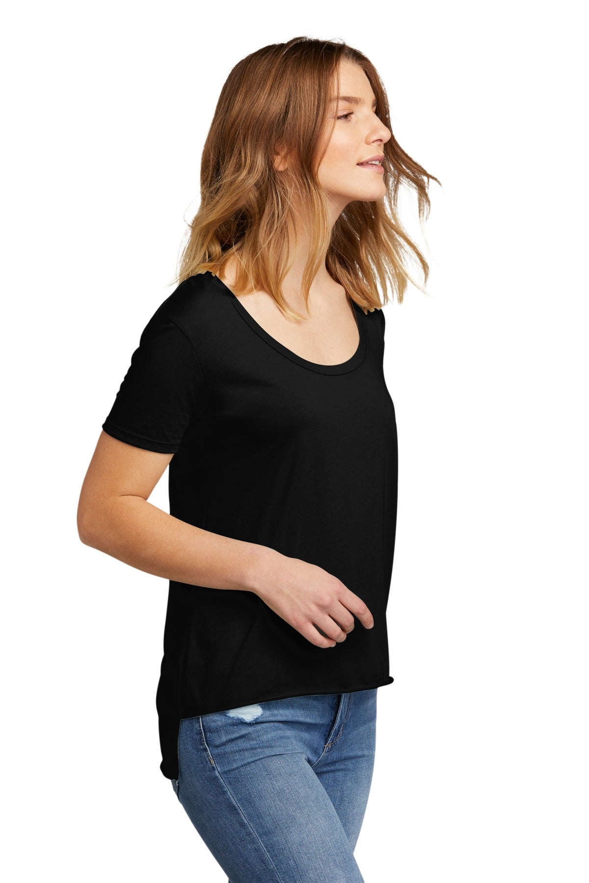 Black Next Level Apparel Women's Festival Scoop Neck Tee. NL5030