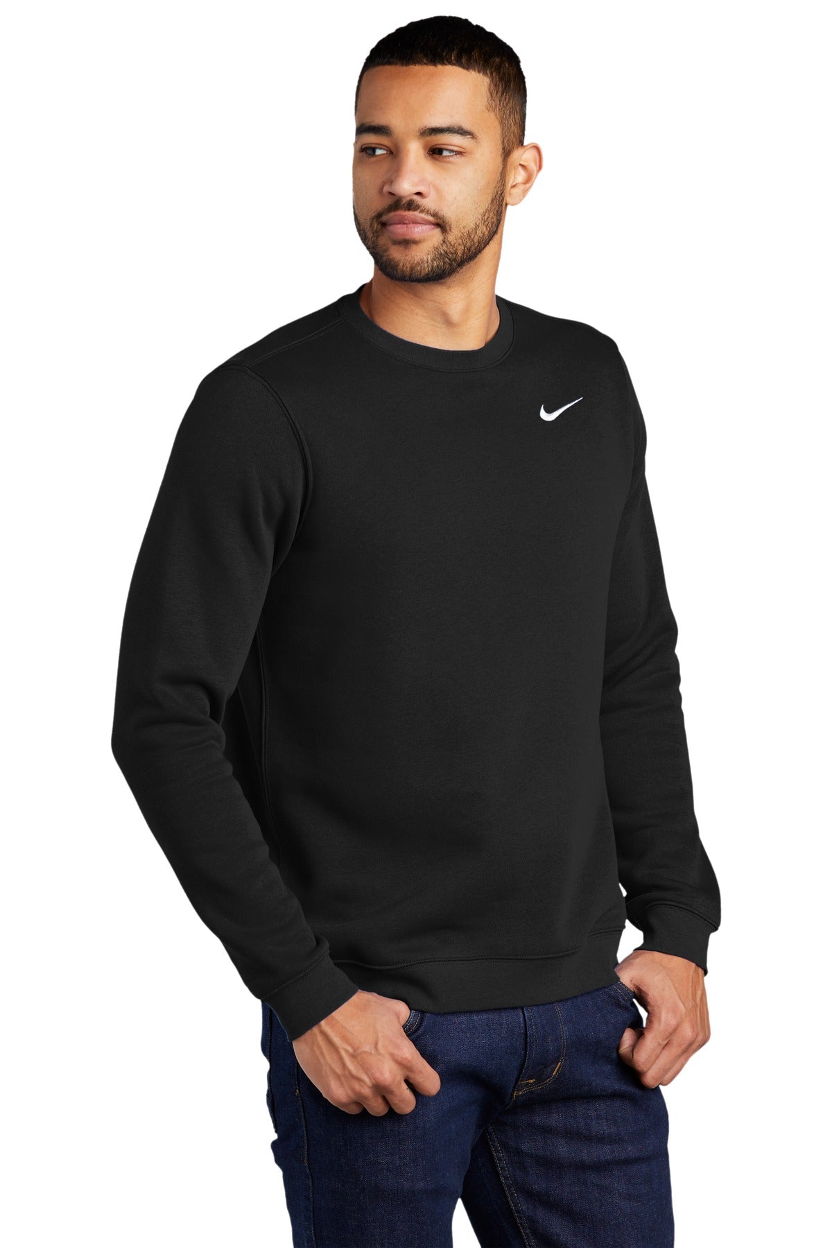 Black Nike Club Fleece Crew CJ1614