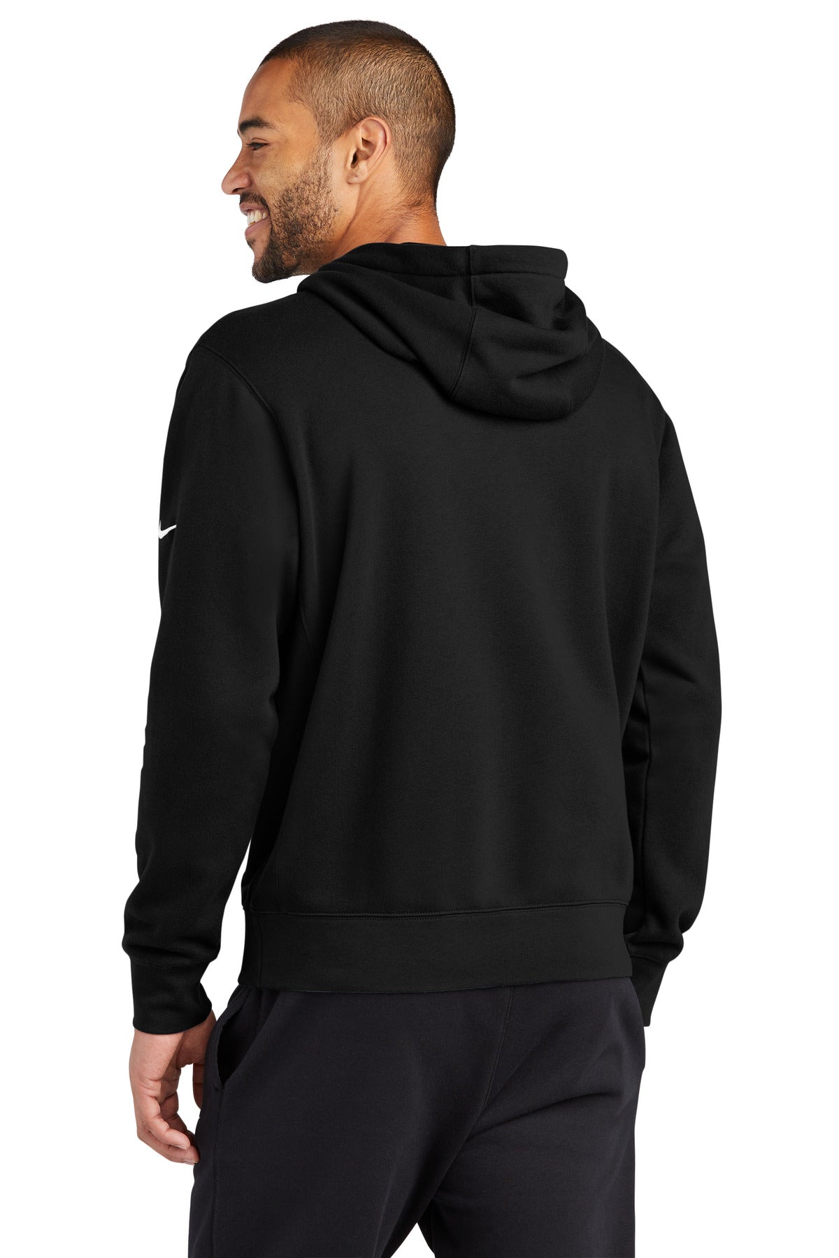 Black Nike Club Fleece Sleeve Swoosh Pullover Hoodie NKDR1499