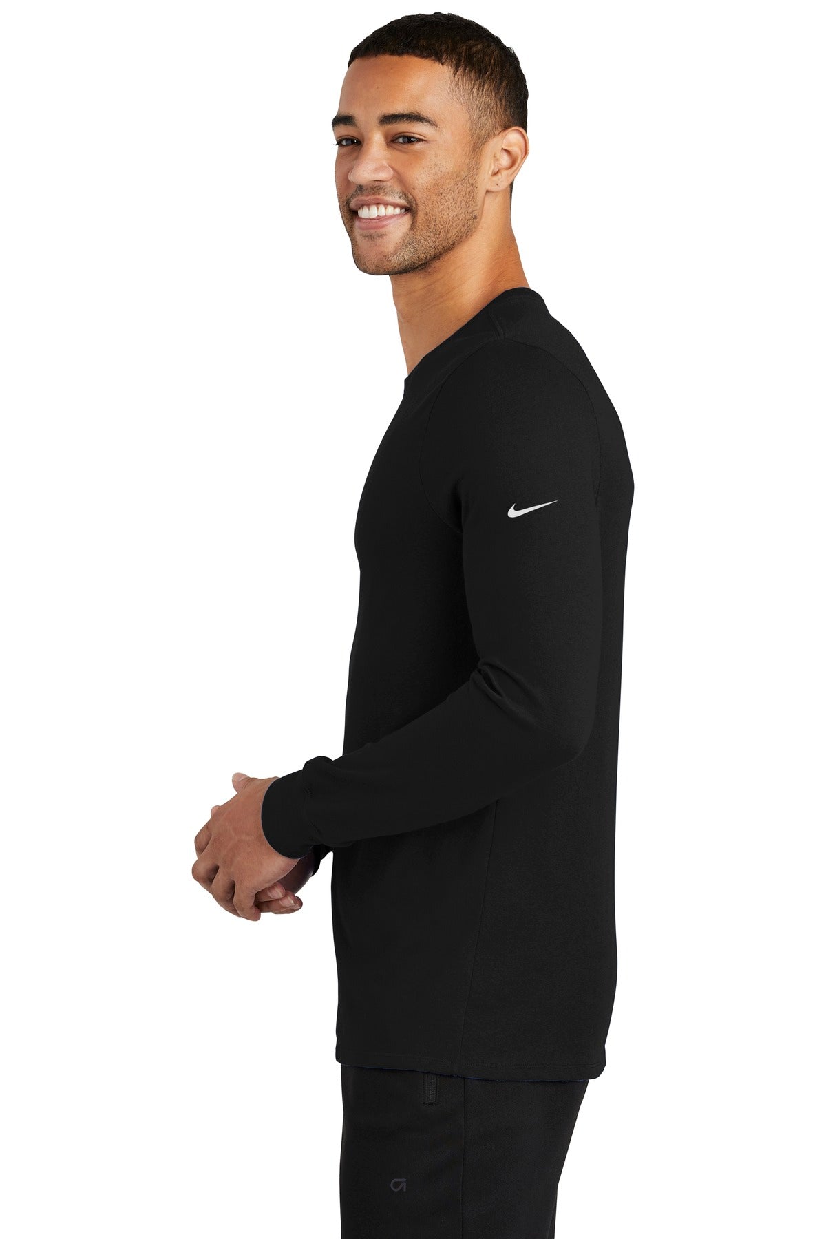 Black Nike Dri-FIT Cotton/Poly Long Sleeve Tee. NKBQ5230