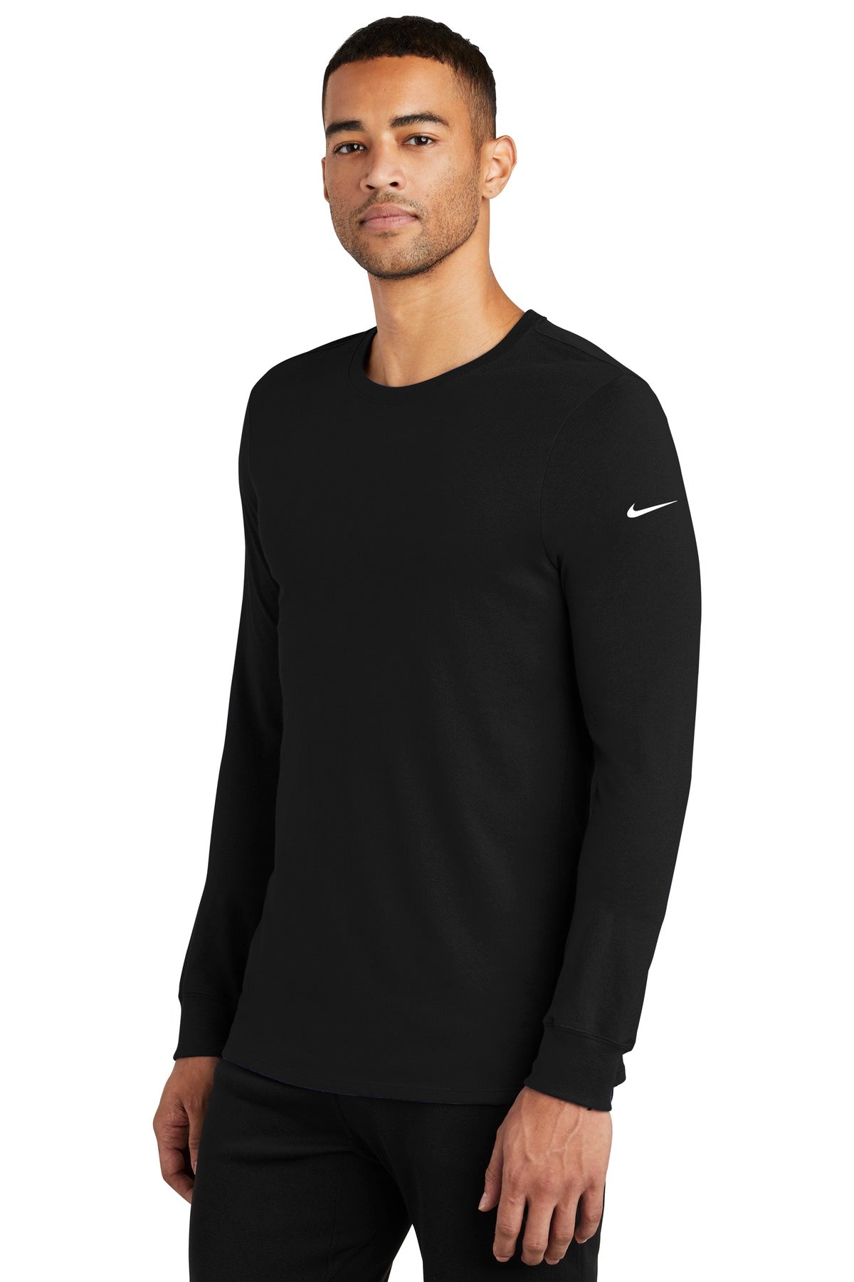 Black Nike Dri-FIT Cotton/Poly Long Sleeve Tee. NKBQ5230
