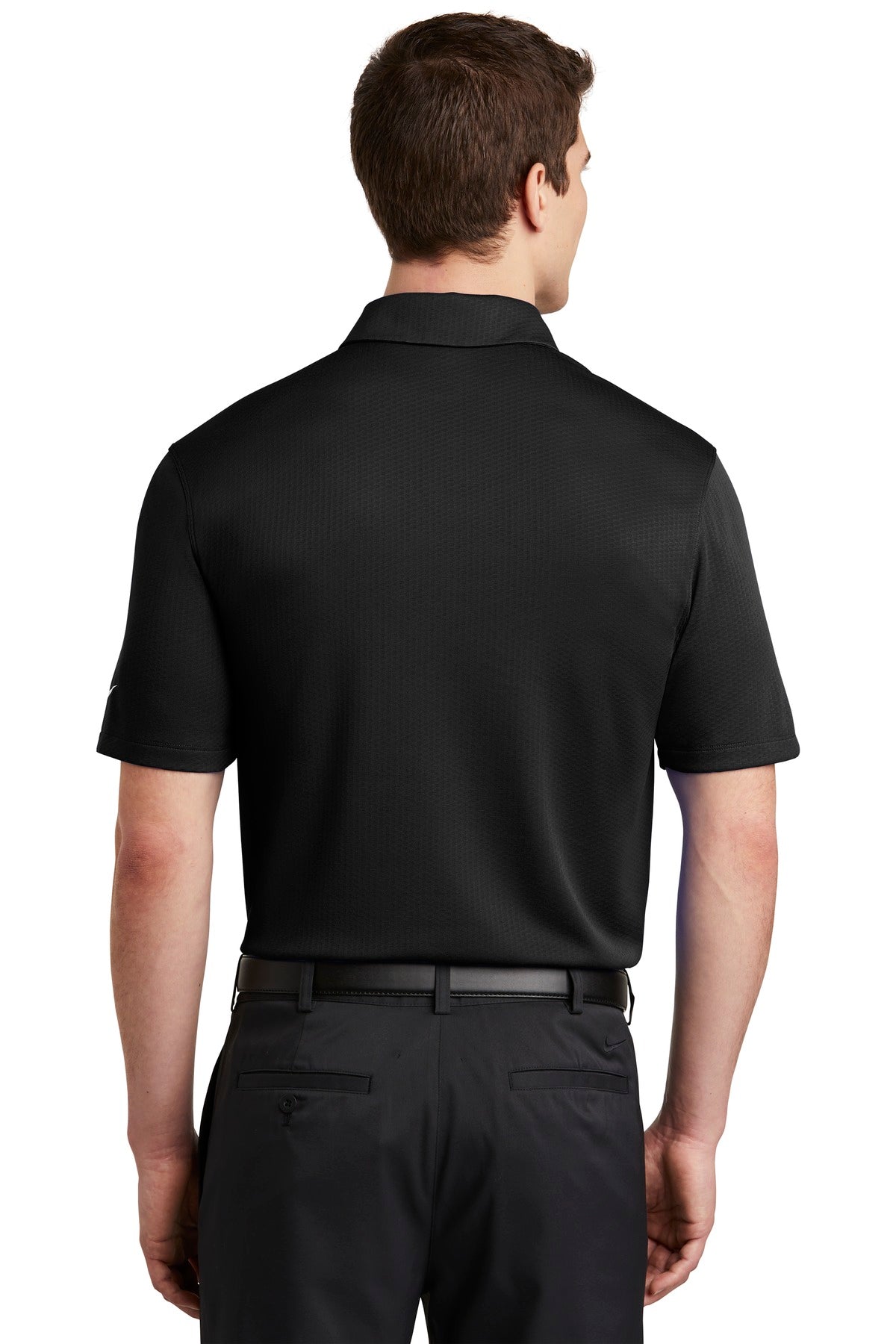 Black Nike Dri-FIT Hex Textured Polo. NKAH6266