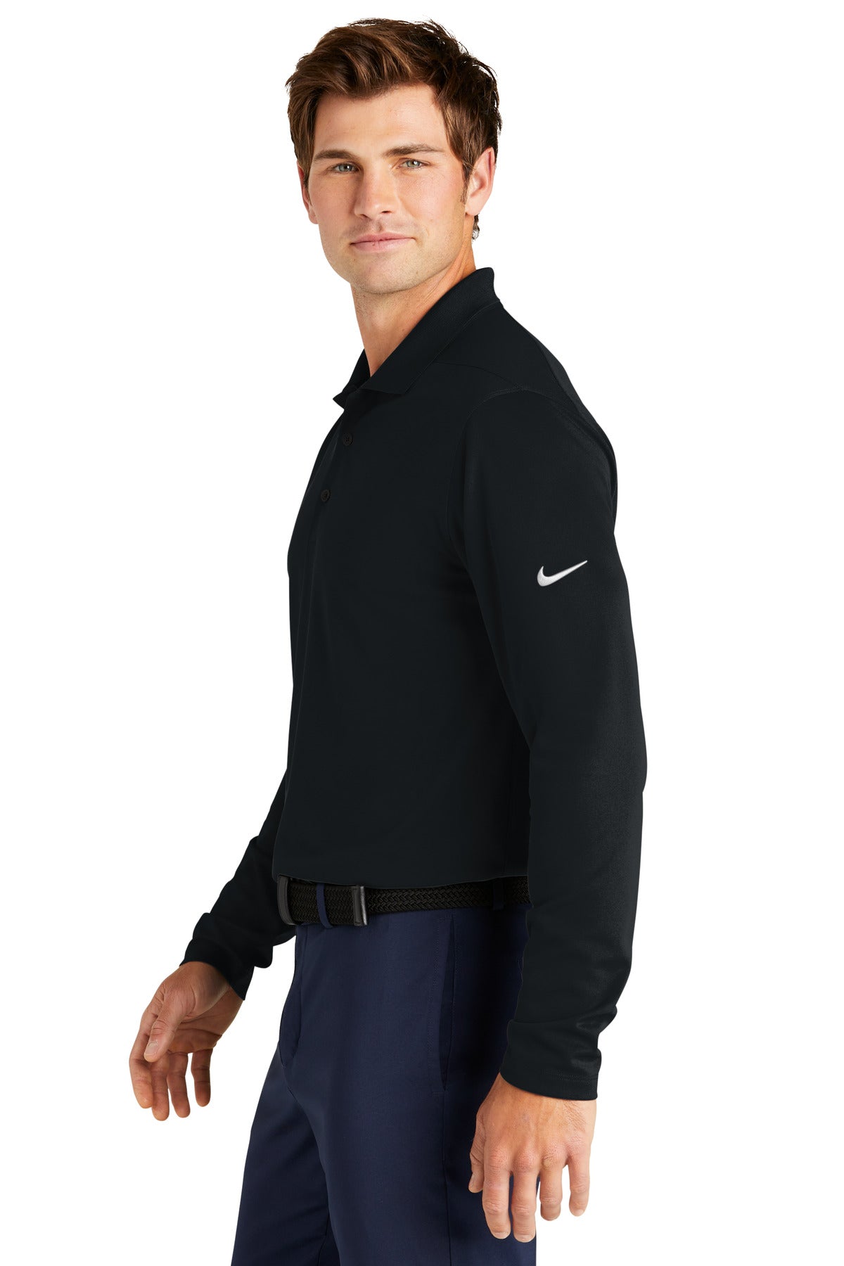 Black Nike Dri-FIT Micro Pique 2.0 Long Sleeve Polo NKDC2104