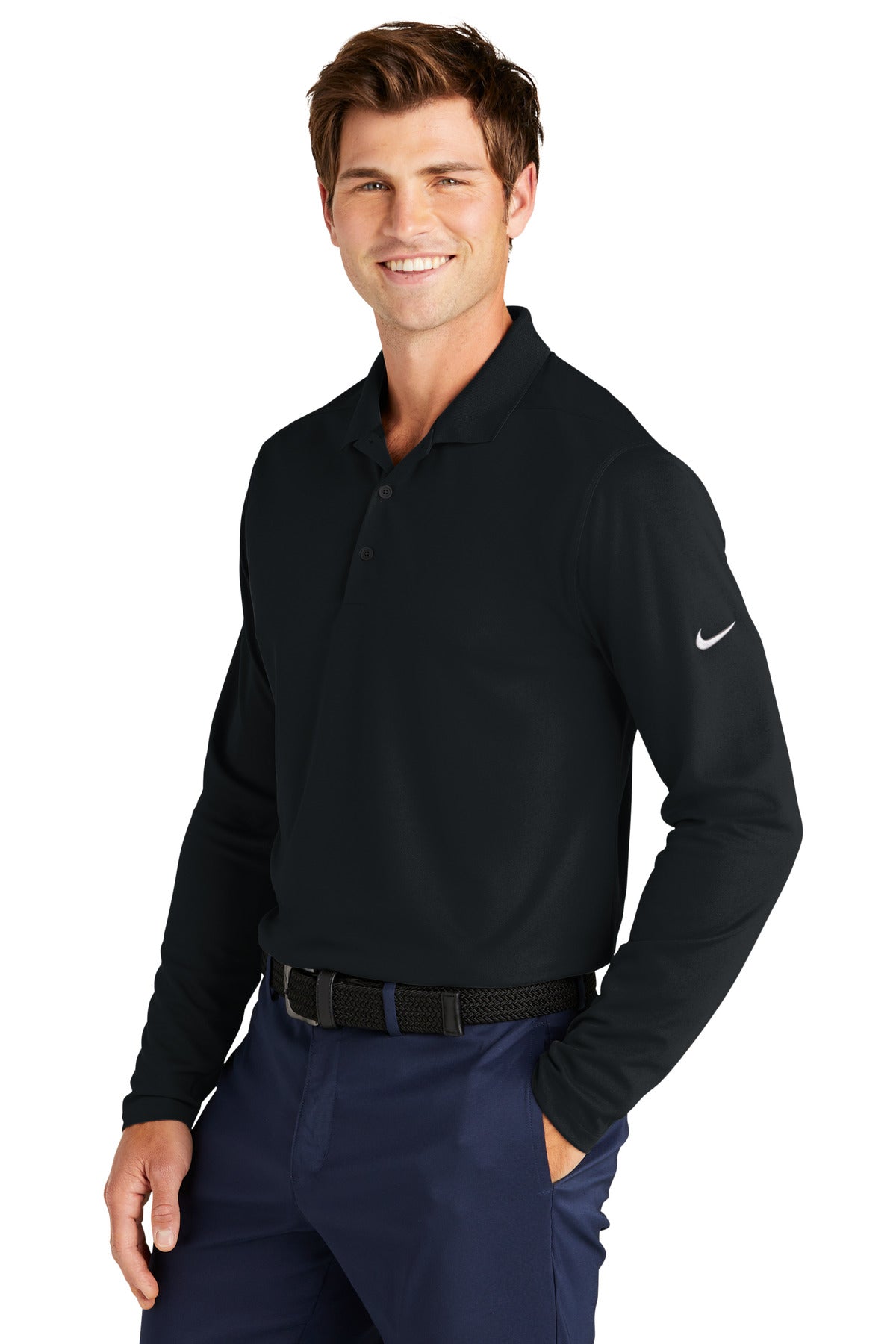 Black Nike Dri-FIT Micro Pique 2.0 Long Sleeve Polo NKDC2104
