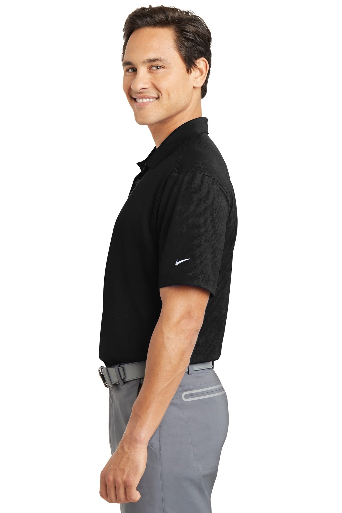 Black Nike Dri-FIT Vertical Mesh Polo. 637167
