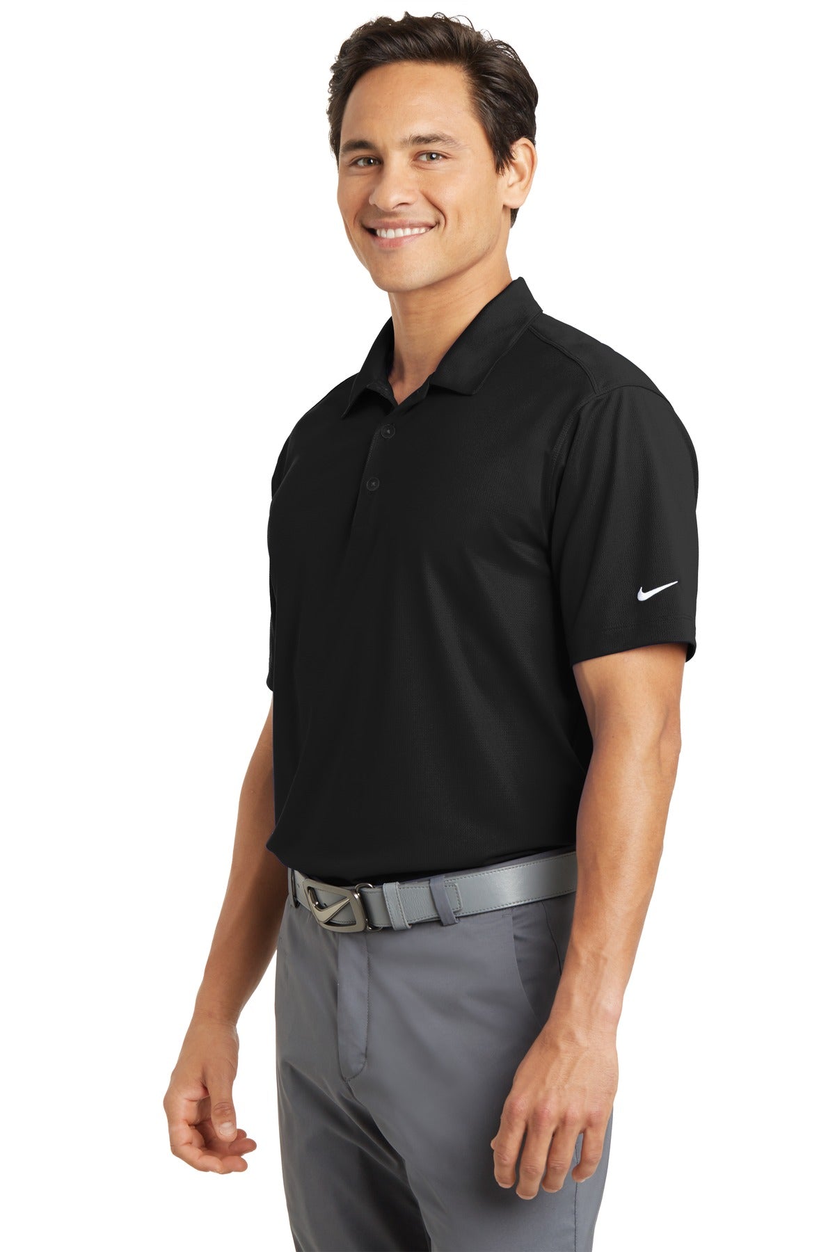 Black Nike Dri-FIT Vertical Mesh Polo. 637167