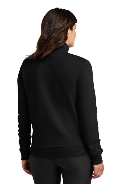 Black Nike Women's Club Fleece Sleeve Swoosh 1/2-Zip NKDX6720