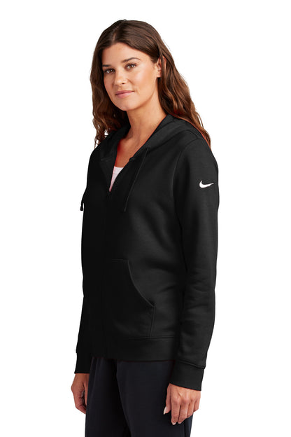 Black Nike Women's Club Fleece Sleeve Swoosh Full-Zip Hoodie NKFD9890