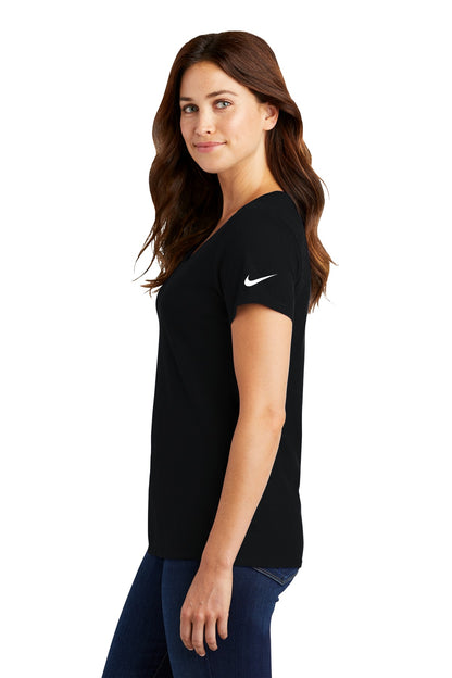 Black Nike Women's Dri-FIT Cotton/Poly Scoop Neck Tee. NKBQ5234