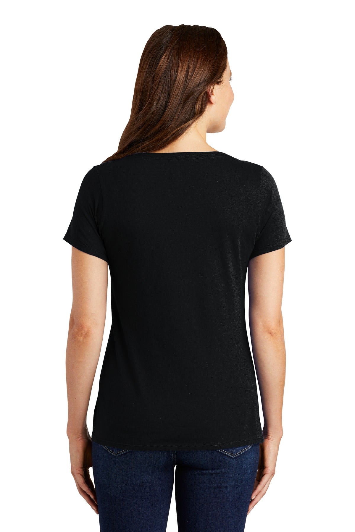 Black Nike Women's Dri-FIT Cotton/Poly Scoop Neck Tee. NKBQ5234