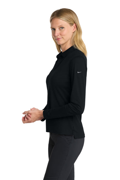 Black Nike Women's Dri-FIT Micro Pique 2.0 Long Sleeve Polo NKDC2105
