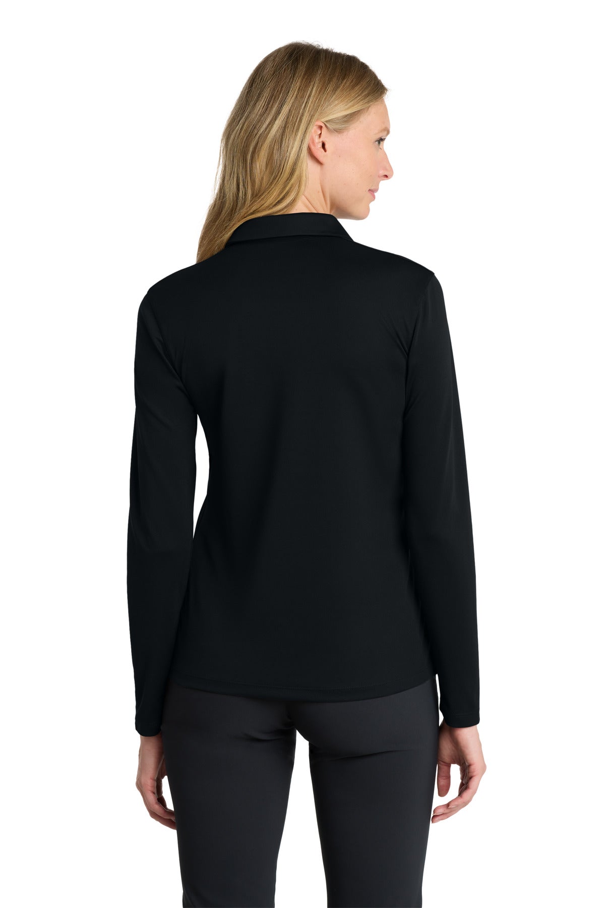 Black Nike Women's Dri-FIT Micro Pique 2.0 Long Sleeve Polo NKDC2105