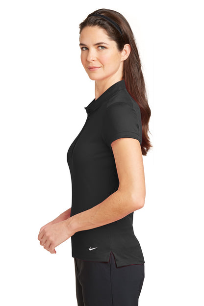 Black Nike Women's Dri-FIT Solid Icon Pique Modern Fit Polo. 746100
