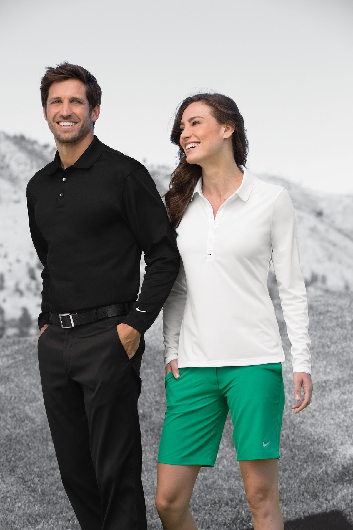Black Nike Women's Long Sleeve Dri-FIT Stretch Tech Polo. 545322