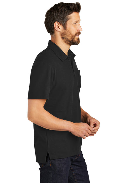 Black Port Authority C-FREE Cotton Blend Pique Pocket Polo K868