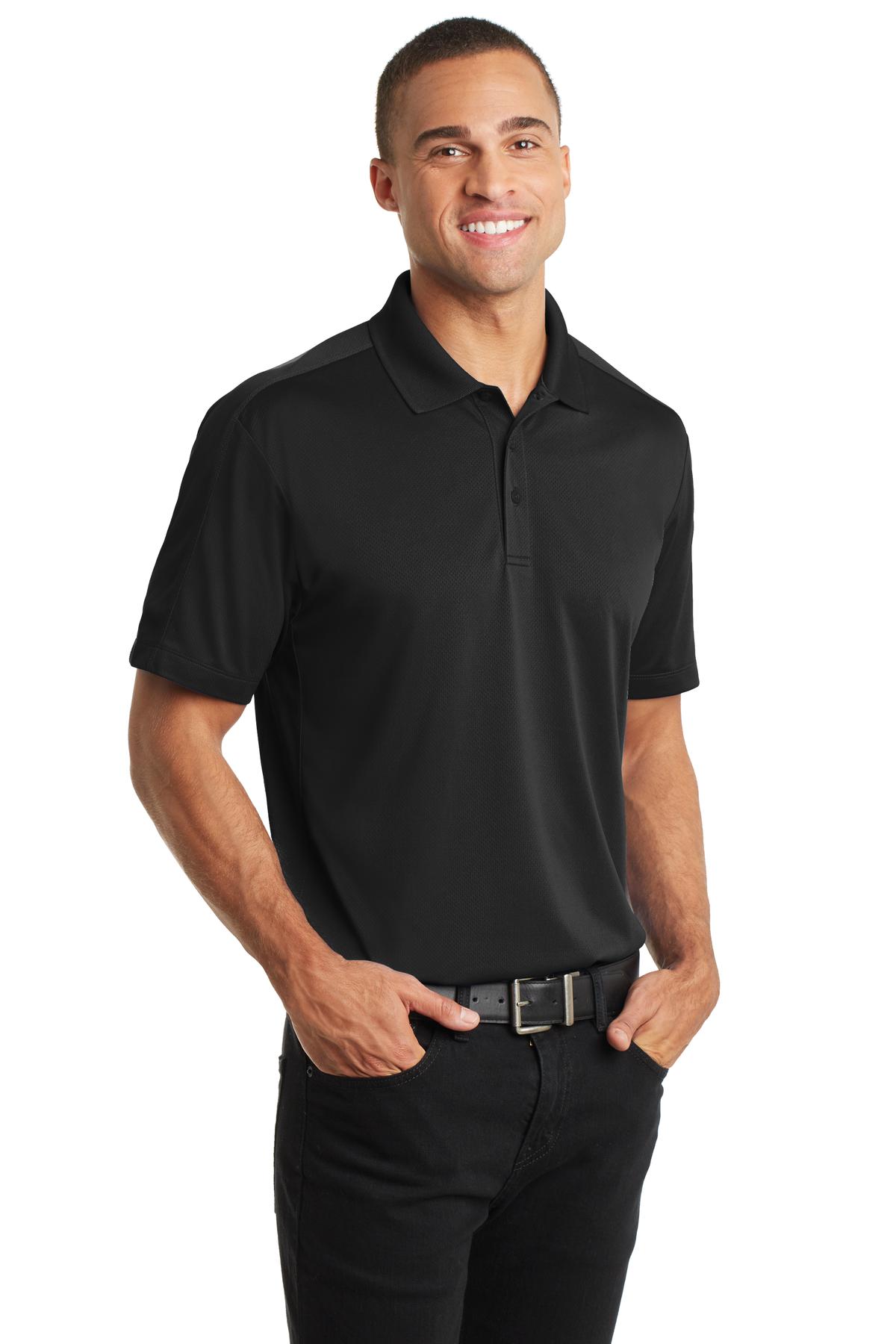 Black Port Authority Diamond Jacquard Polo. K569