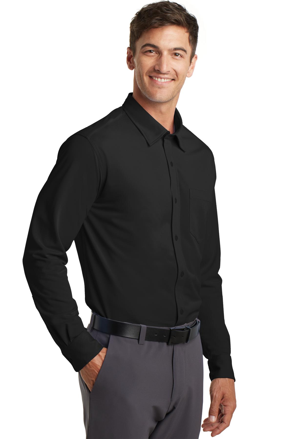 Black Port Authority Dimension Knit Dress Shirt. K570
