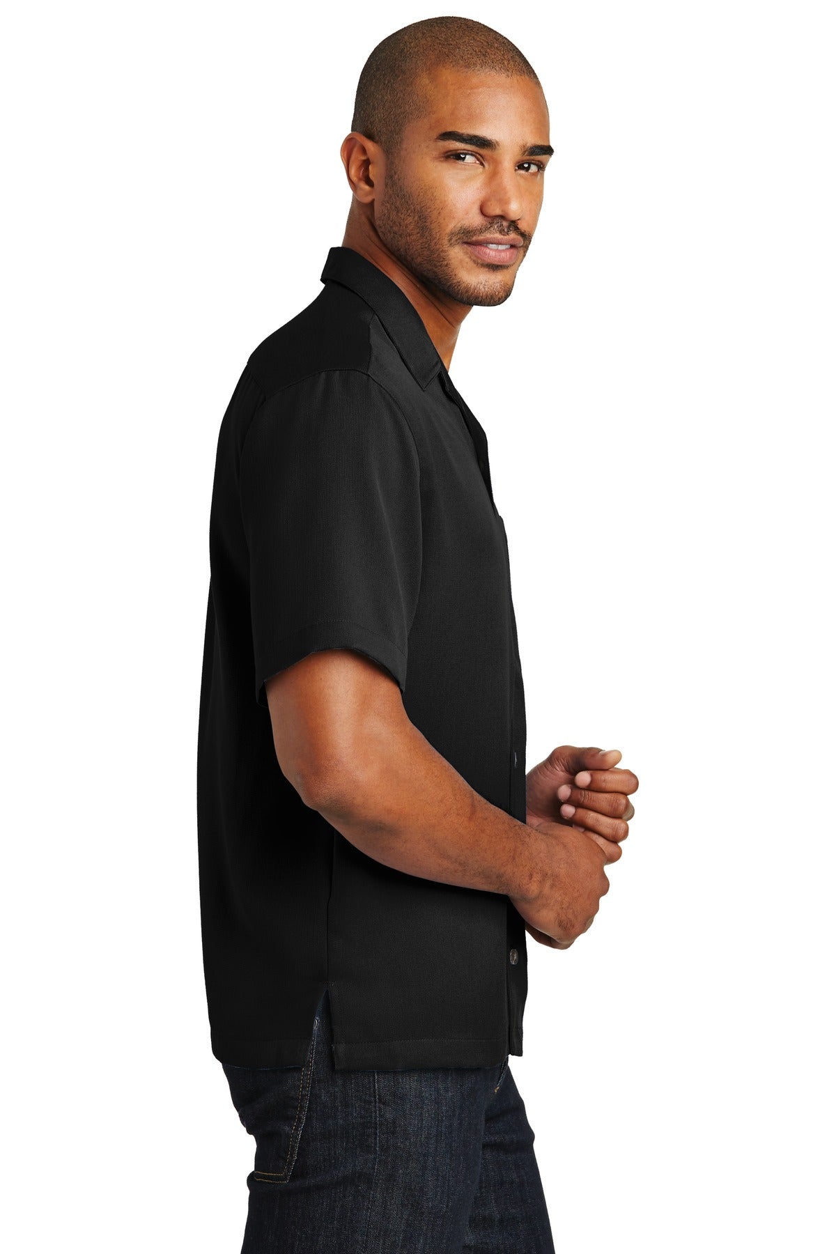 Black Port Authority Easy Care Camp Shirt. S535