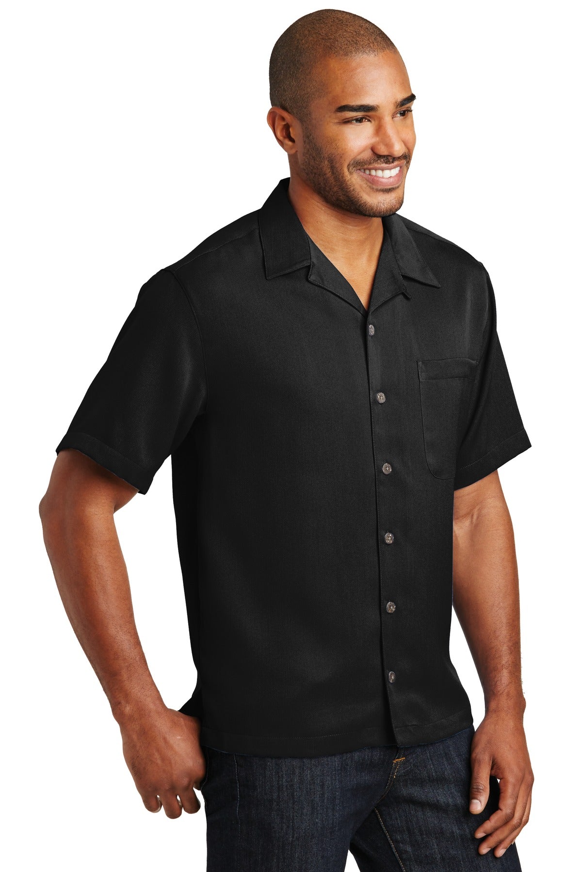 Black Port Authority Easy Care Camp Shirt. S535