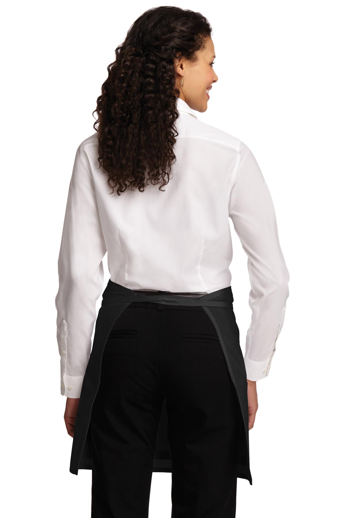Black Port Authority Easy Care Half Bistro Apron with Stain Release. A706