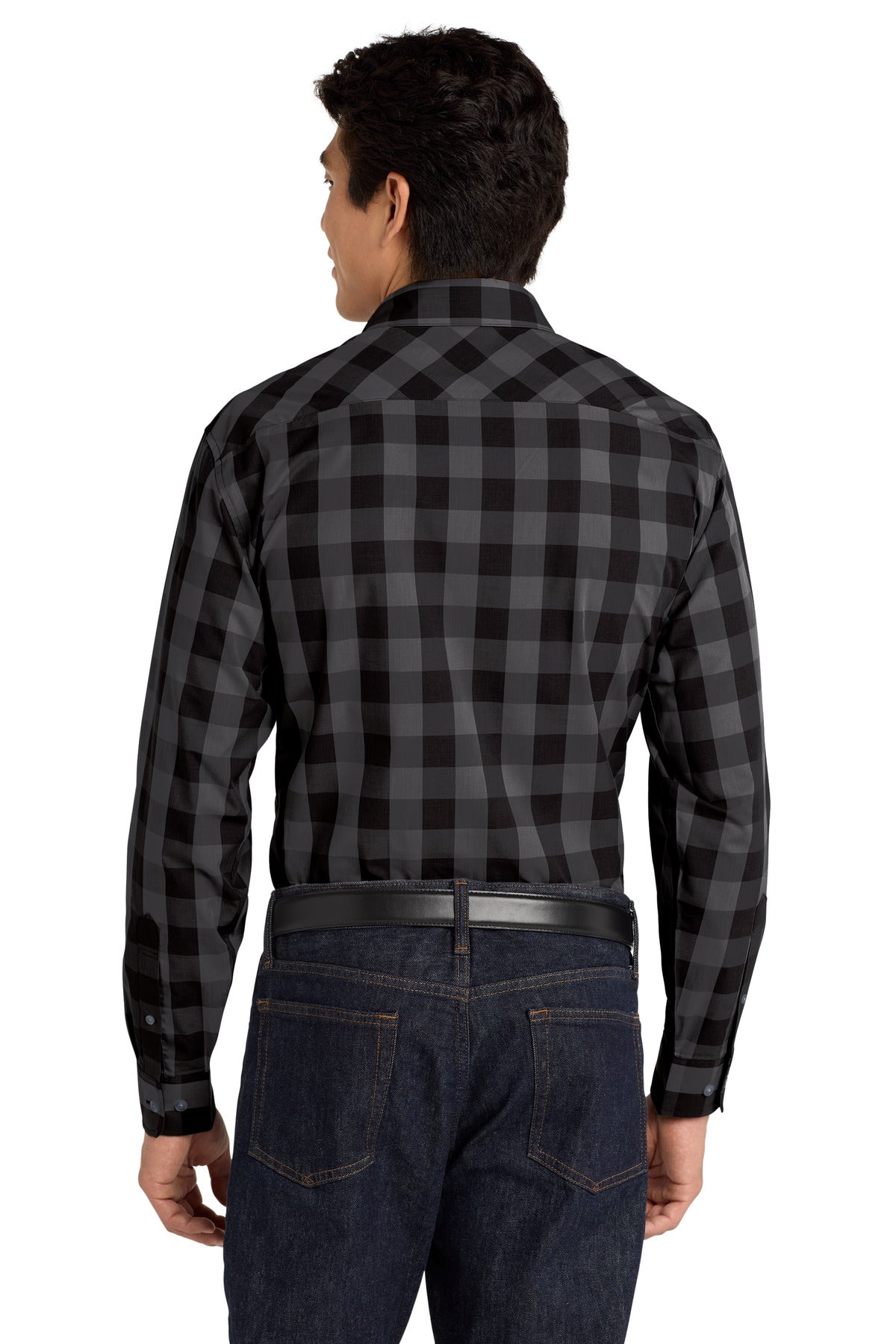 Black Port Authority Everyday Plaid Shirt. W670
