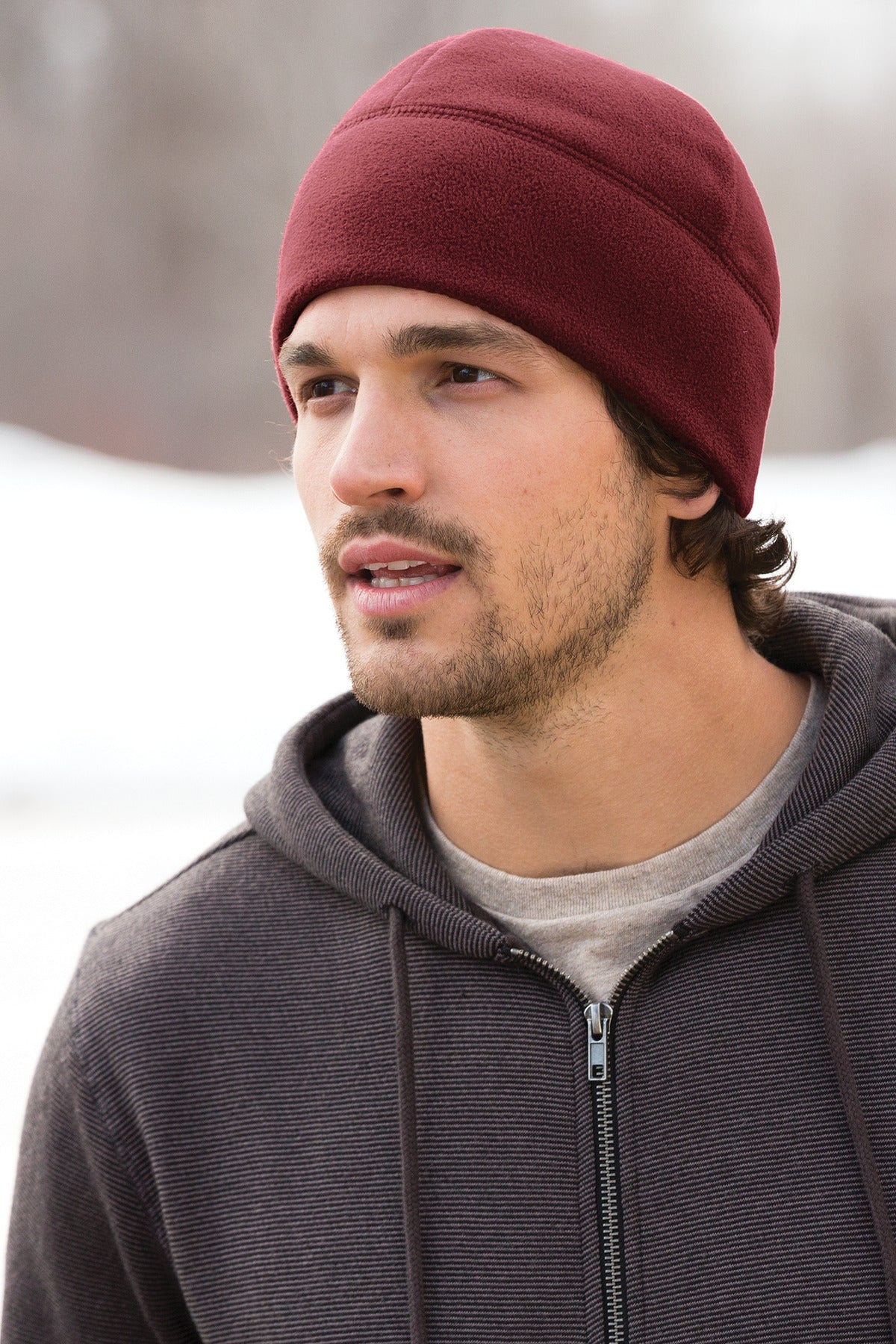 Black Port Authority Fleece Beanie. C918
