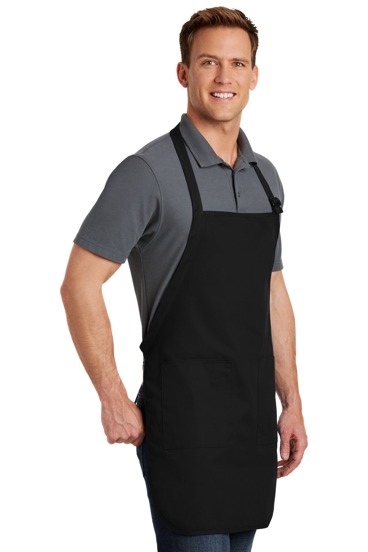 Black Port Authority Full-Length Apron with Pockets. A500