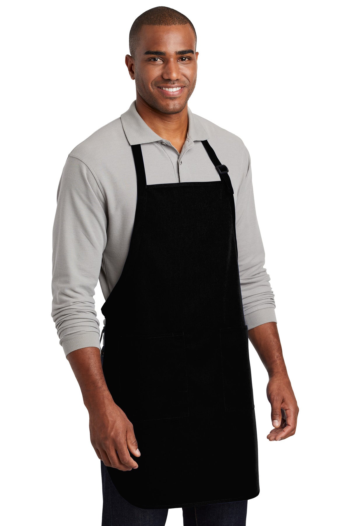 Black Port Authority Full-Length Two-Pocket Bib Apron. A600