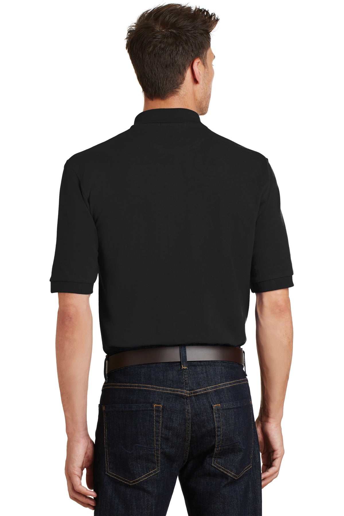 Black Port Authority Heavyweight Cotton Pique Polo with Pocket. K420P
