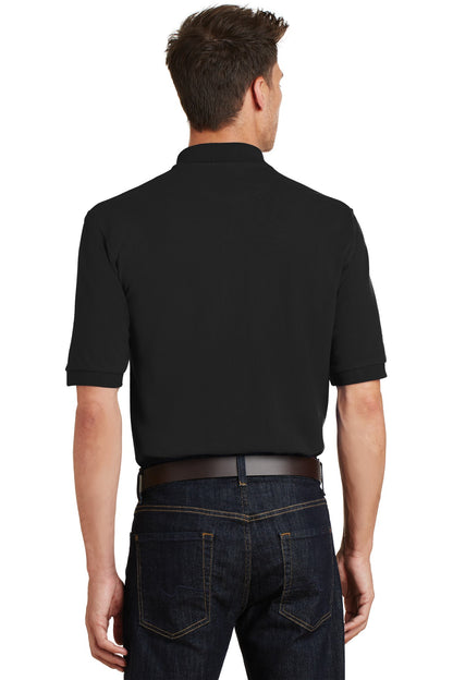 Black Port Authority Heavyweight Cotton Pique Polo with Pocket. K420P