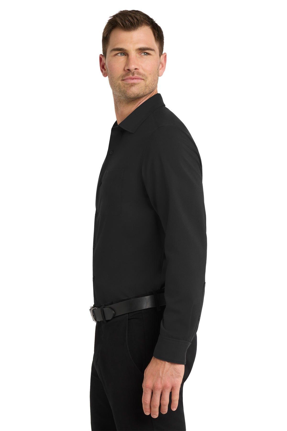 Black Port Authority Long Sleeve Performance Staff Shirt W401