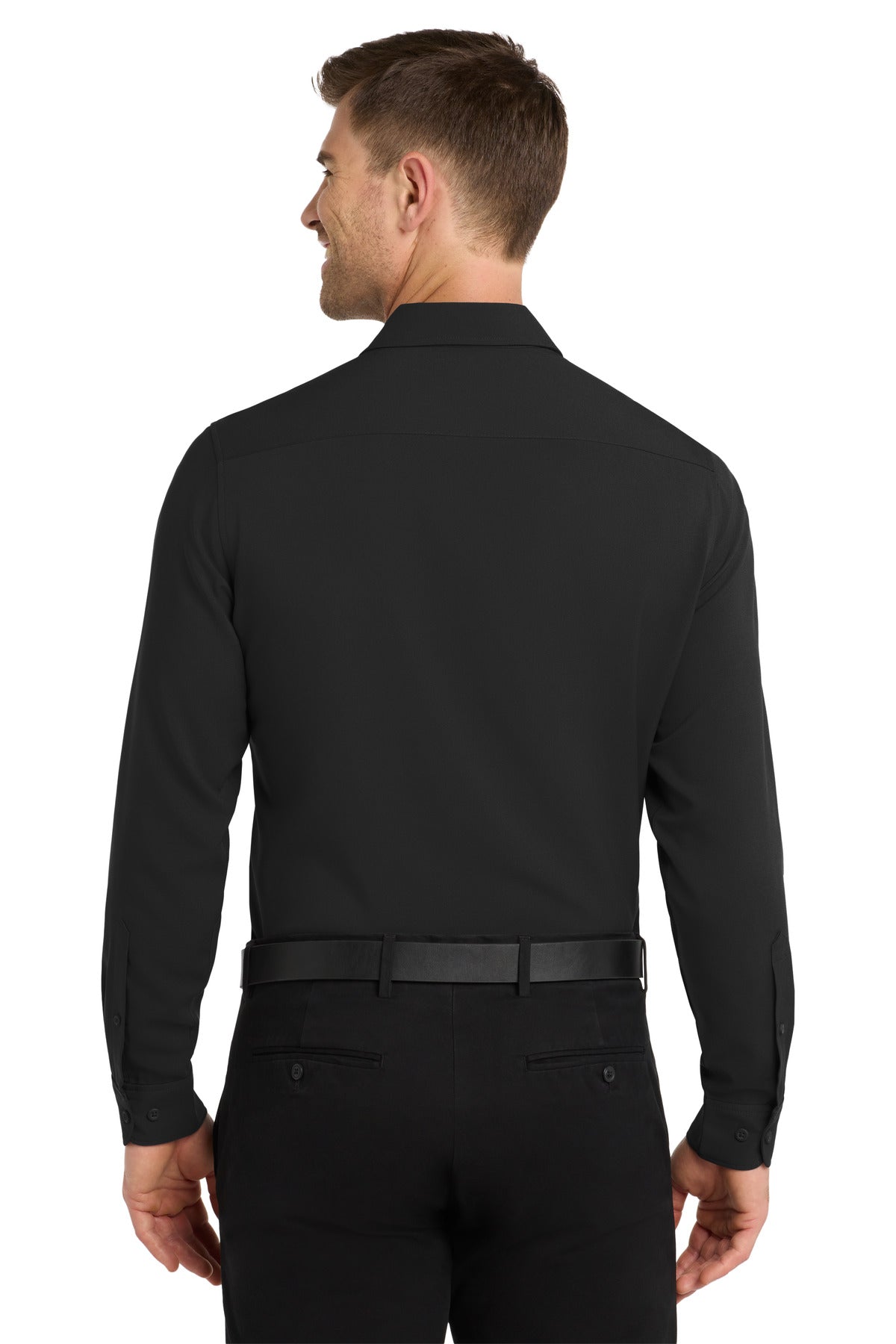 Black Port Authority Long Sleeve Performance Staff Shirt W401