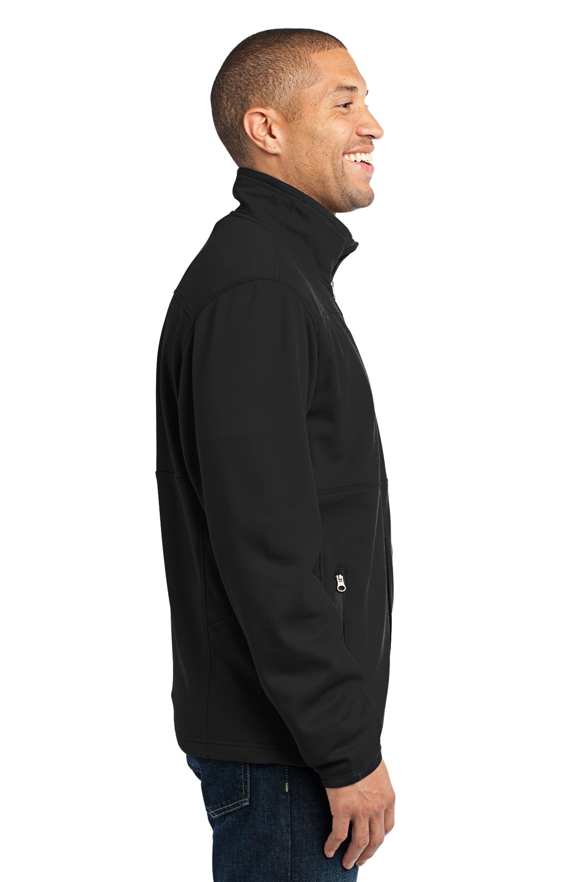 Black Port Authority Pique Fleece Jacket. F222