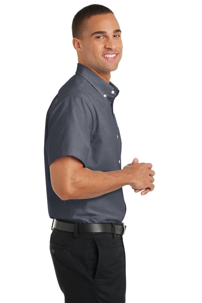 Black Port Authority Short Sleeve SuperPro Oxford Shirt. S659